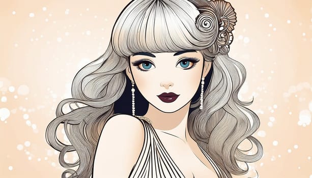 20s style pin up woman illustration, AI generated image