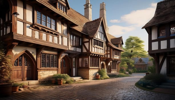 british tudor houses architecture, AI generated image