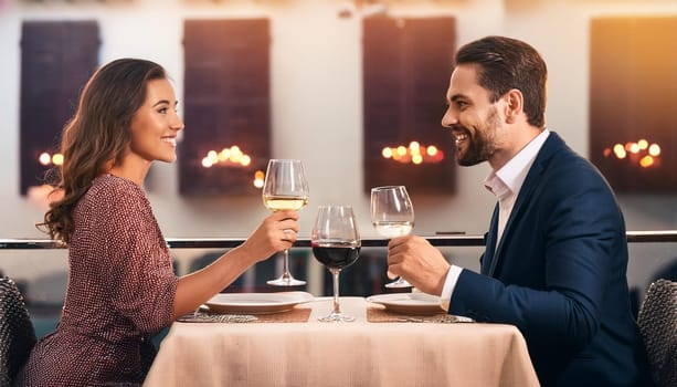 couple dinner date at restaurant, AI generated image