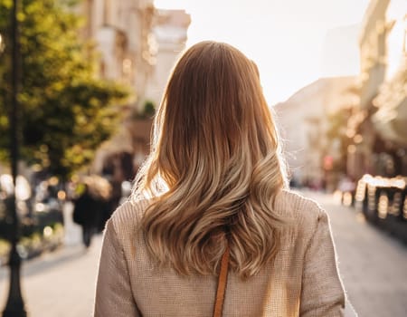 pretty young woman walking, AI generated image