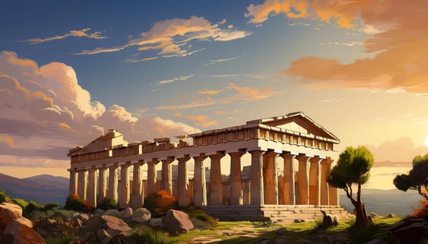 ruins of ancient greek city, AI generated image