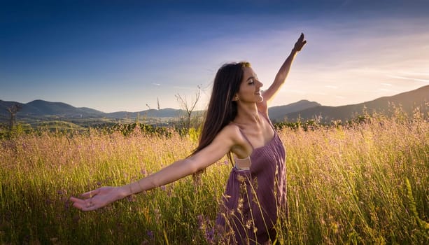 gorgeous young woman stretching, AI generated image