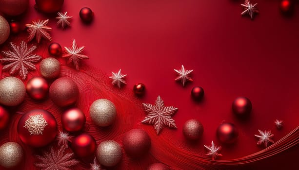 abstract red christmas background with copy space, AI generated image