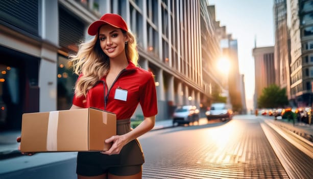 gorgeous young female courier, AI generated image