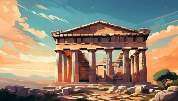 ruins of ancient greek city, AI generated image