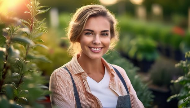 gorgeous young gardener woman, AI generated image