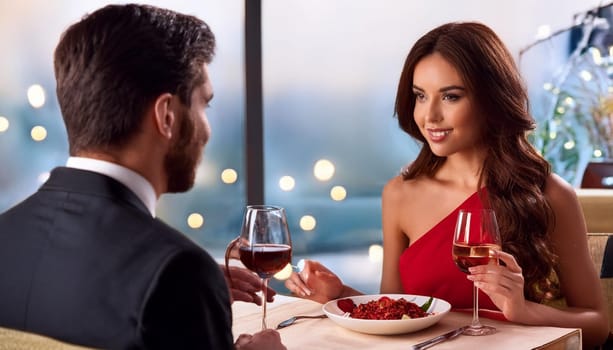 couple dinner date at restaurant, AI generated image