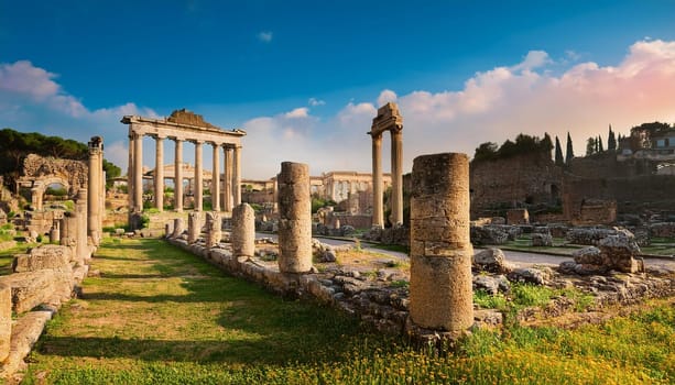 ruins of ancient roman greek city, AI generated image