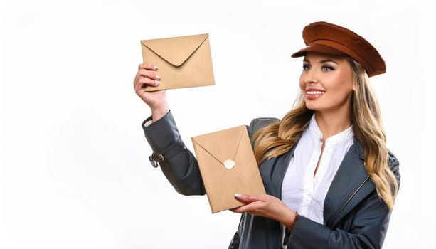 gorgeous young female postwoman, AI generated image