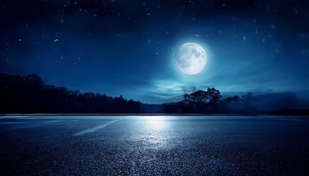 dark night scene in the moonlight, AI generated image