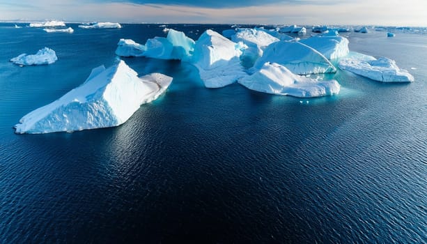 iceberg that has broken off a glacier floating freely in open water, AI generated image