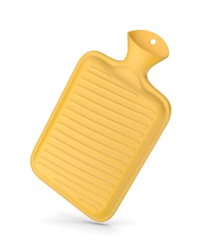 Yellow heating pad with hot water on white background