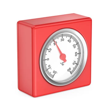 Red room thermometer on a white background