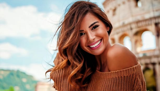 gorgeous young playful smiling woman portrait, AI generated image