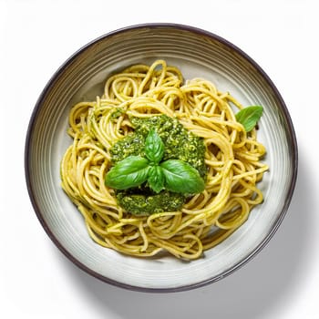 spaghetti al pesto vegetarian food, AI generated image