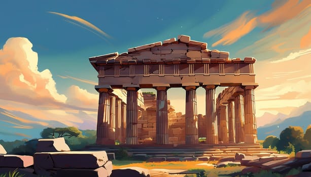 ruins of ancient greek city, AI generated image