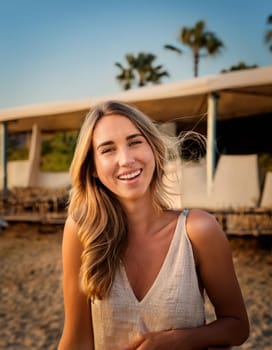 pretty young woman smiling, AI generated image
