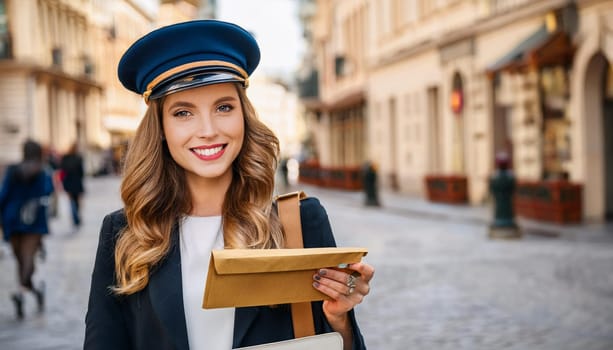 gorgeous young female postwoman, AI generated image