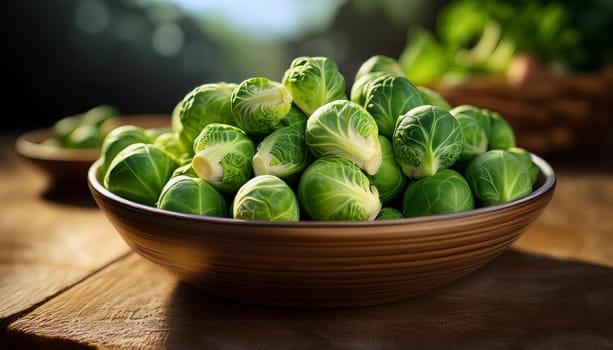 brussel sprouts vegetable food, AI generated image