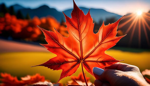 leaf of maple acer tree scientific name Acer Rubrum, AI generated image