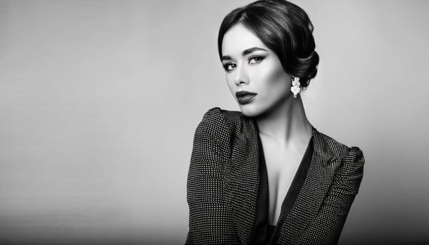 gorgeous elegant model woman in black and white, AI generated image