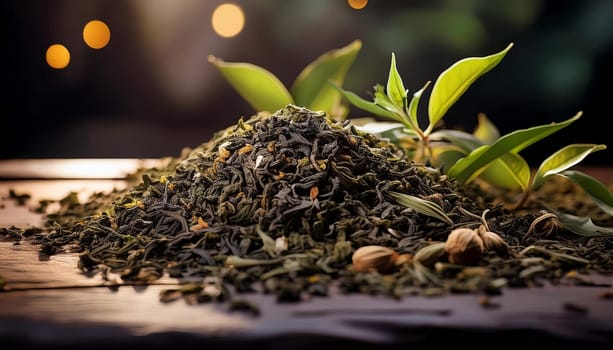 loose english breakfast tea leaves, AI generated image