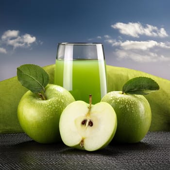 green apples granny smith fruits juice, AI generated image