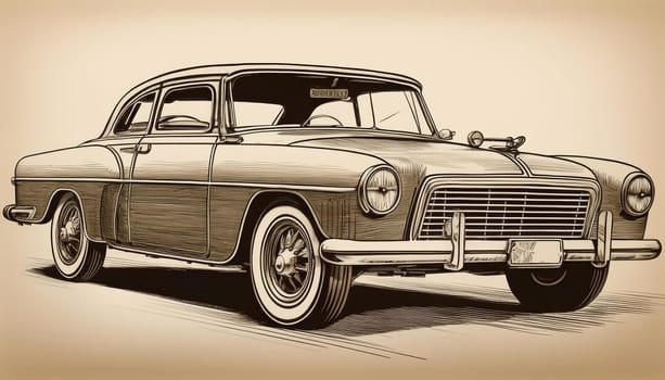 retro vintage car illustration, AI generated image