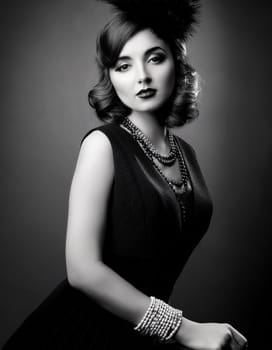 pretty young woman in twenties style, AI generated image