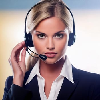 pretty young call center woman operator, AI generated image