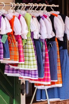 National styled costumes for female exposed in shopping mall store in Salzburg Austria