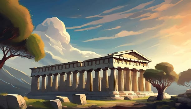 ruins of ancient greek city, AI generated image