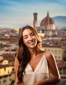 pretty young woman smiling, AI generated image