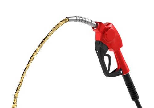 Petrol splashing out of pistol, isolated on white background