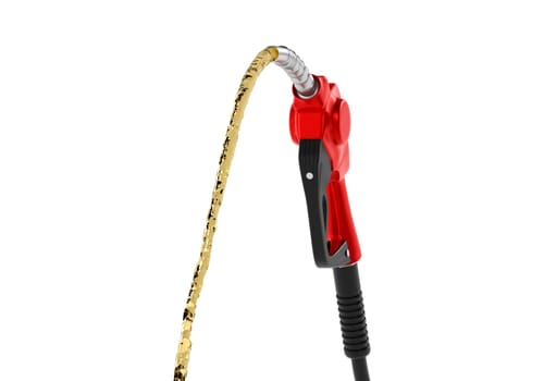 Petrol splashing out of pistol, isolated on white background