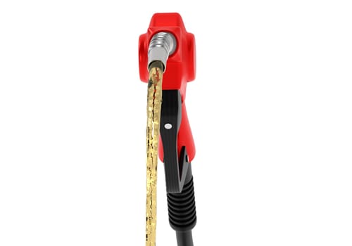 Petrol splashing out of pistol, isolated on white background