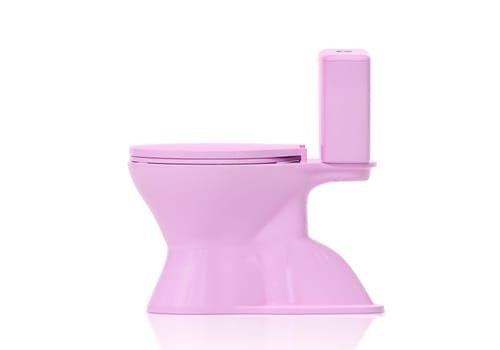 Pink toilet bowls on white background