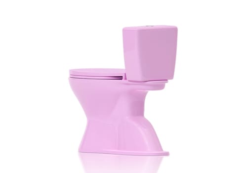 Pink toilet bowls on white background