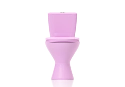 Pink toilet bowls on white background