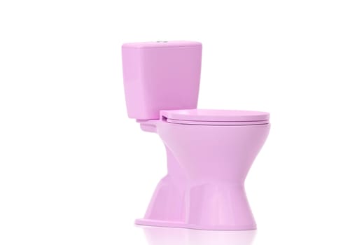 Pink toilet bowls on white background