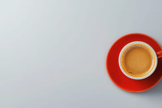 An office desk is neatly arranged with a bright coffee cup placed on a vivid plate, creating an inviting atmosphere for focused work during the day.