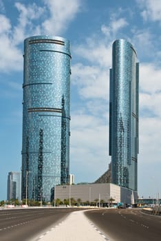 ABU DHABI, UAE - DECEMBER 24: Abu Dhabi streets with skyscrapers on December 24, 2014. United Arab Emirates