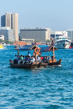 UAE, DUBAI - DECEMBER 27: traditional arabic boats at Dubai creek on December 27, 2014