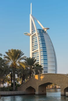 UAE, DUBAI - DECEMBER 28: Hotel Burj Al Arab building from Madinat Jumeirah, Dubai, United Arab Emirates on December 28, 2014