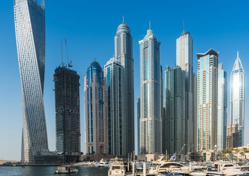 UAE, DUBAI - DECEMBER 31: view of Dubai Marina, United Arab Emirates - the largest man-made marina in the world on December 31, 2014