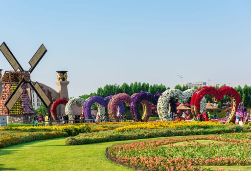 UAE, DUBAI - DECEMBER 30: dubai miracle garden with over million flowers on a sunny day December 30, 2014