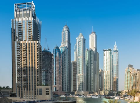 UAE, DUBAI - DECEMBER 31: view of Dubai Marina, United Arab Emirates - the largest man-made marina in the world on December 31, 2014