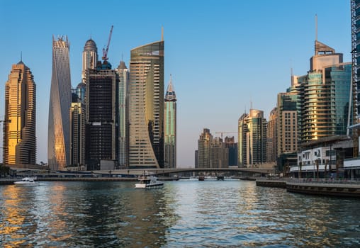 UAE, DUBAI - DECEMBER 31: view of Dubai Marina, United Arab Emirates - the largest man-made marina in the world on December 31, 2014