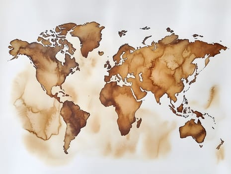 Colorful Watercolor World Map Abstract Geographical Art