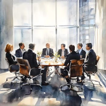 Watercolor Business setting meeting Office Teamwork